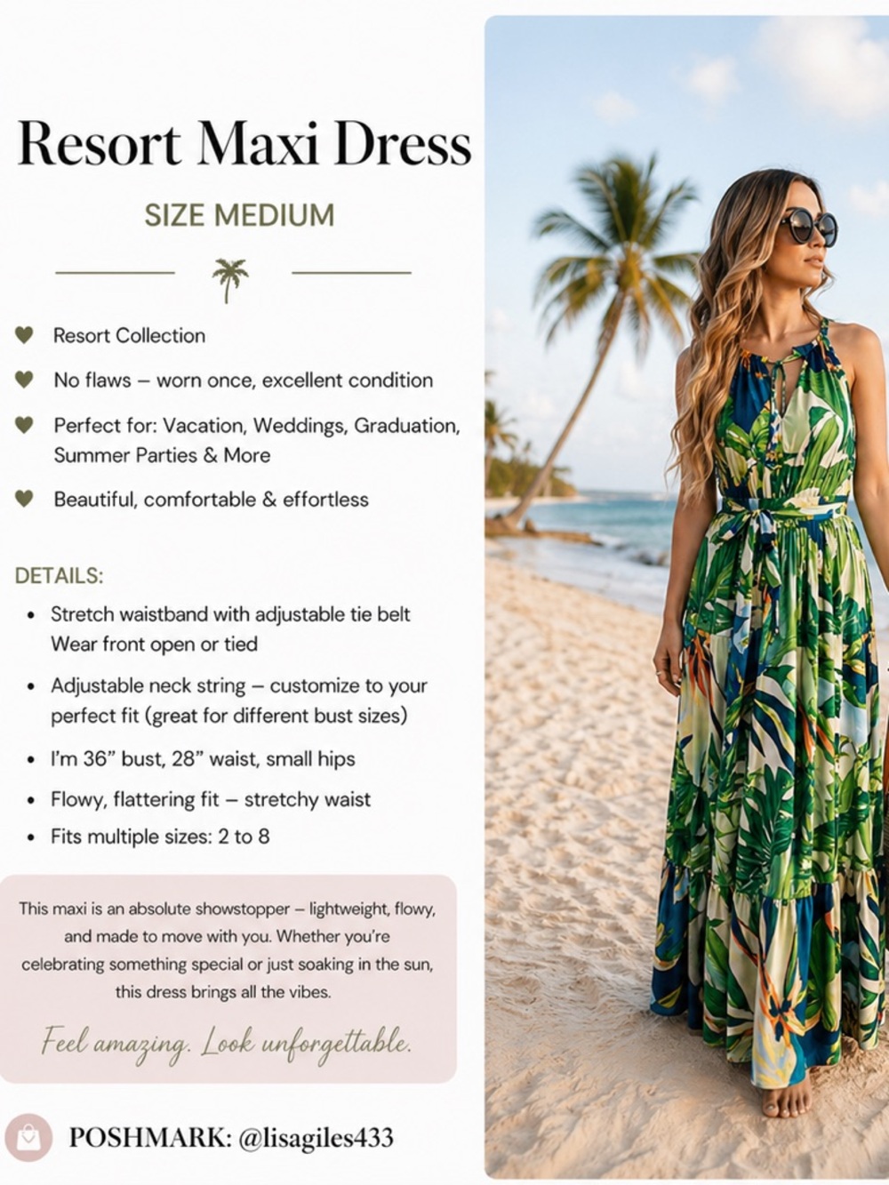 Resort Maxi Dress in Green Tropical Print - Medium